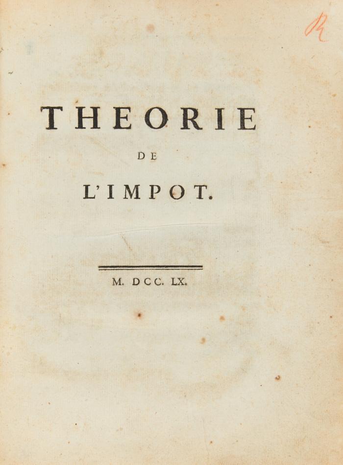 Theorie de l'Impot.