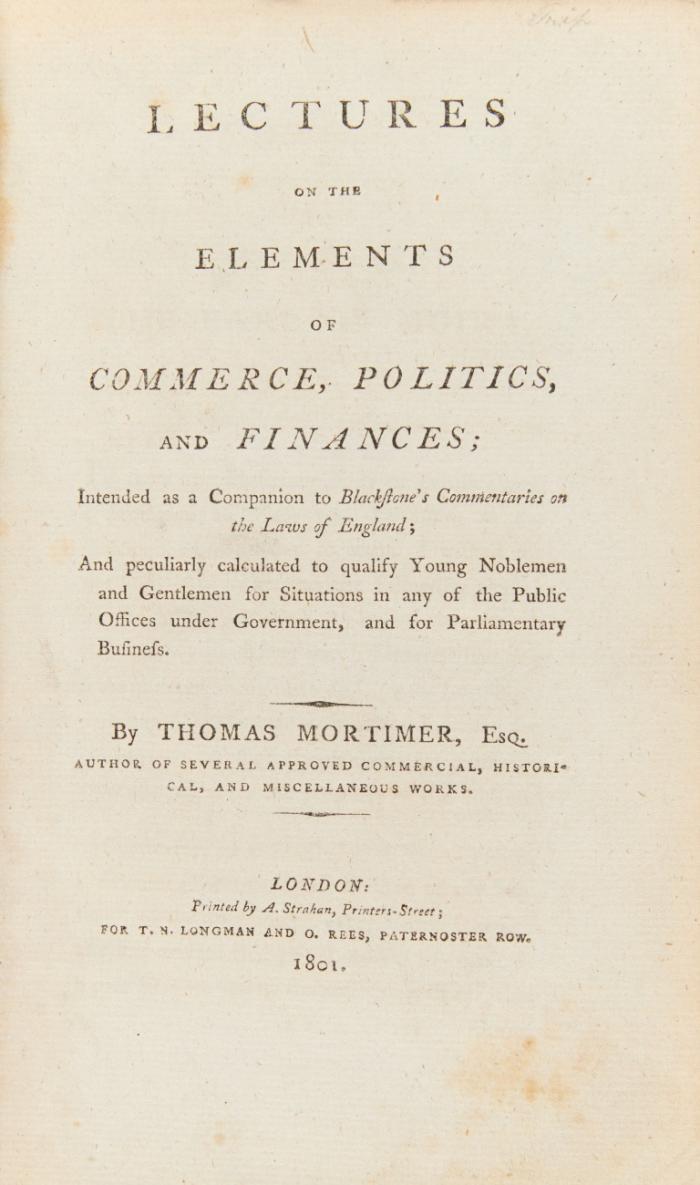 Lectures on the elements of commerce, politics, ans finances.