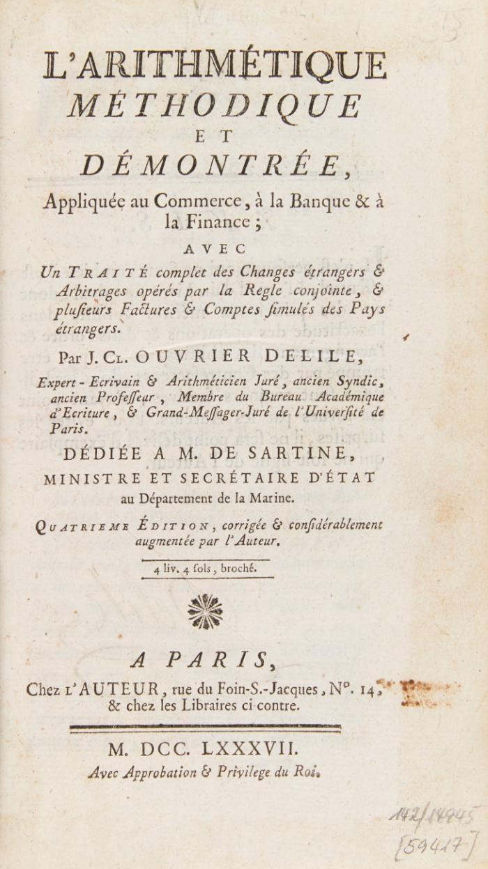 L'arithmétique méthodique et démontrée, appliquée au commerce, à la banque & à la finance.