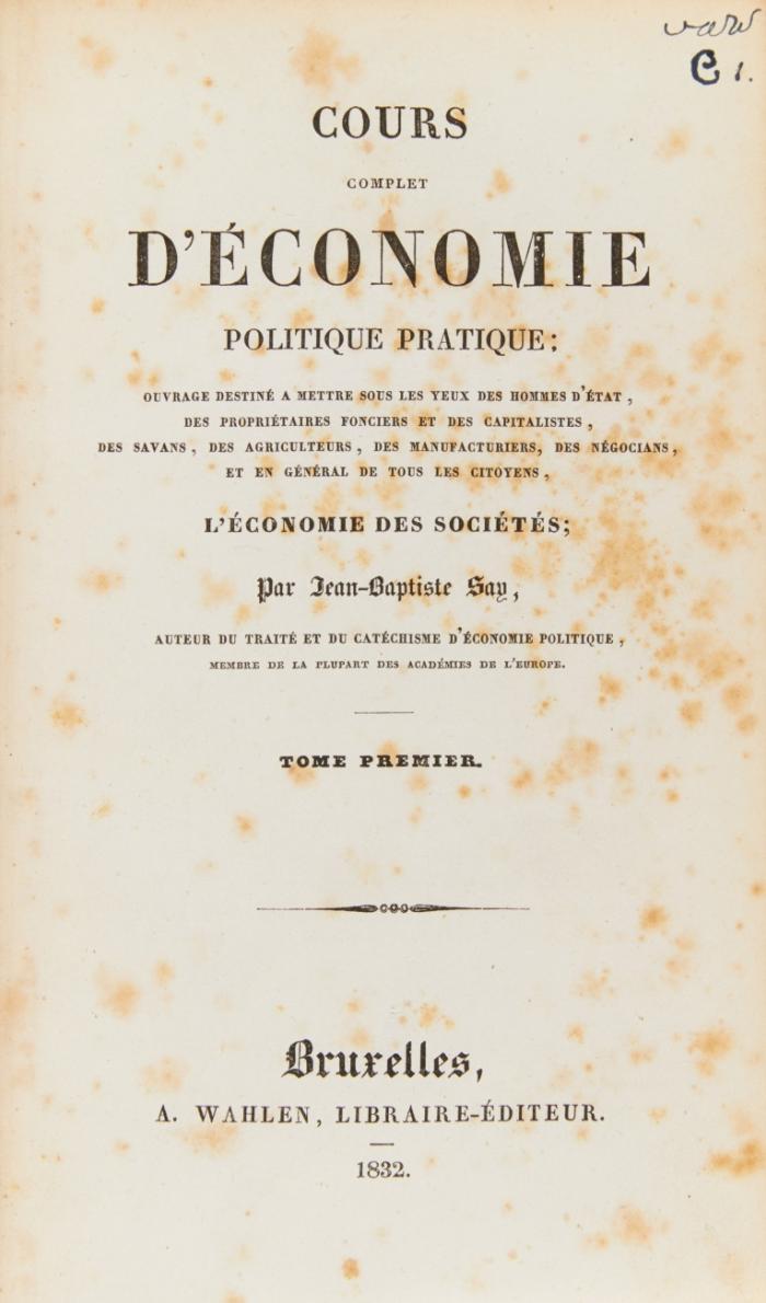 Cours complet d'économie politique pratique: ... l'économie des sociétés. 4 Bde.