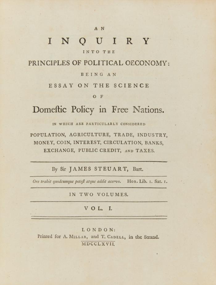 An Inquiry into the Principles of Political Economy: being an Essay on the Science of Domestic Policy in free Nations. 2 Bde.