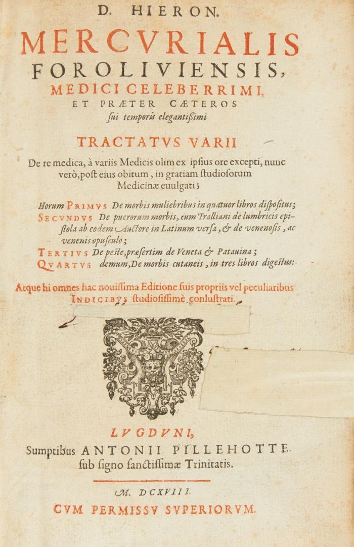 Tractatus varii de re medica, a variis medicis olim ex ipsius ore excepti, nunc verò, post eius obitum ... euulgati ... Atque hi omnes hac nouissima editione suis propriis ... indicibus ... conlustrati. 5 Tle in 1 Bd.