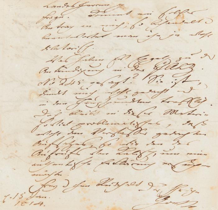 E. Brief m. U.; (Weimar), 15.I.1814.