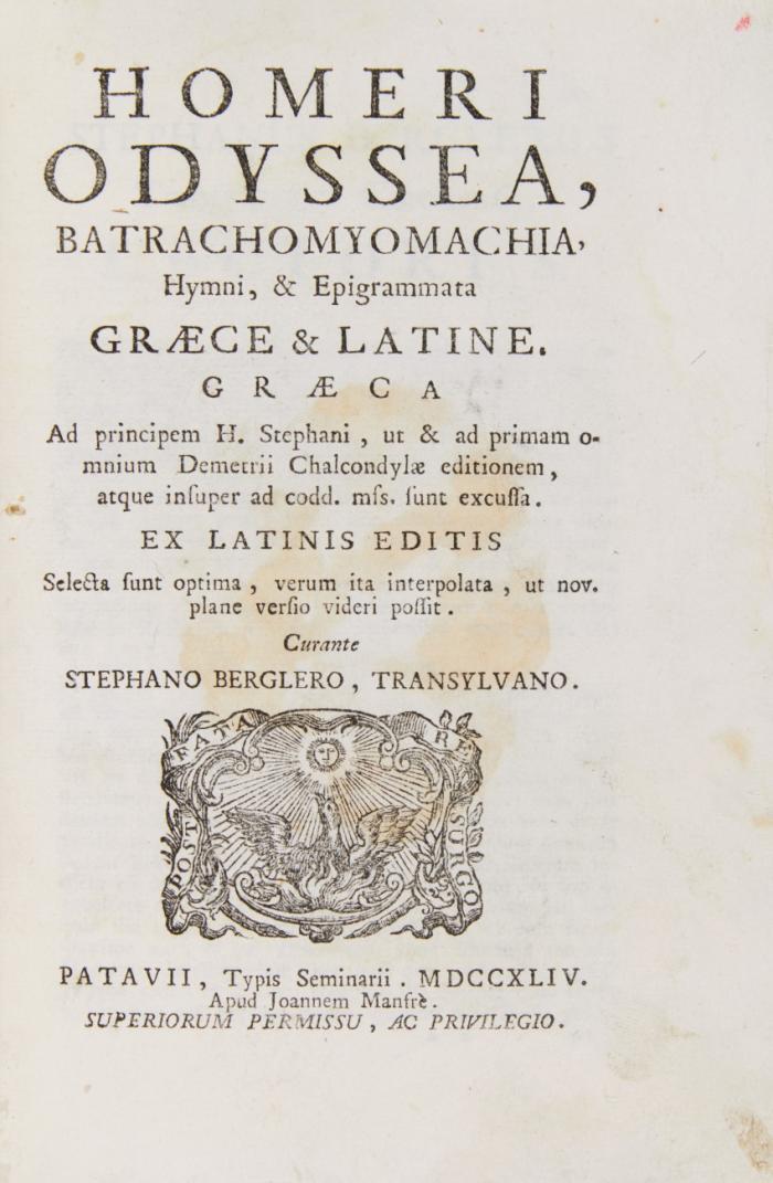 Batrachomyomachia, hymni & epigrammata / Opera quae extant omnia. Graece & Latine. Ex Latine editis selecta sunt optima ... (übers. von) Stephan Bergler.  2 Bde.
