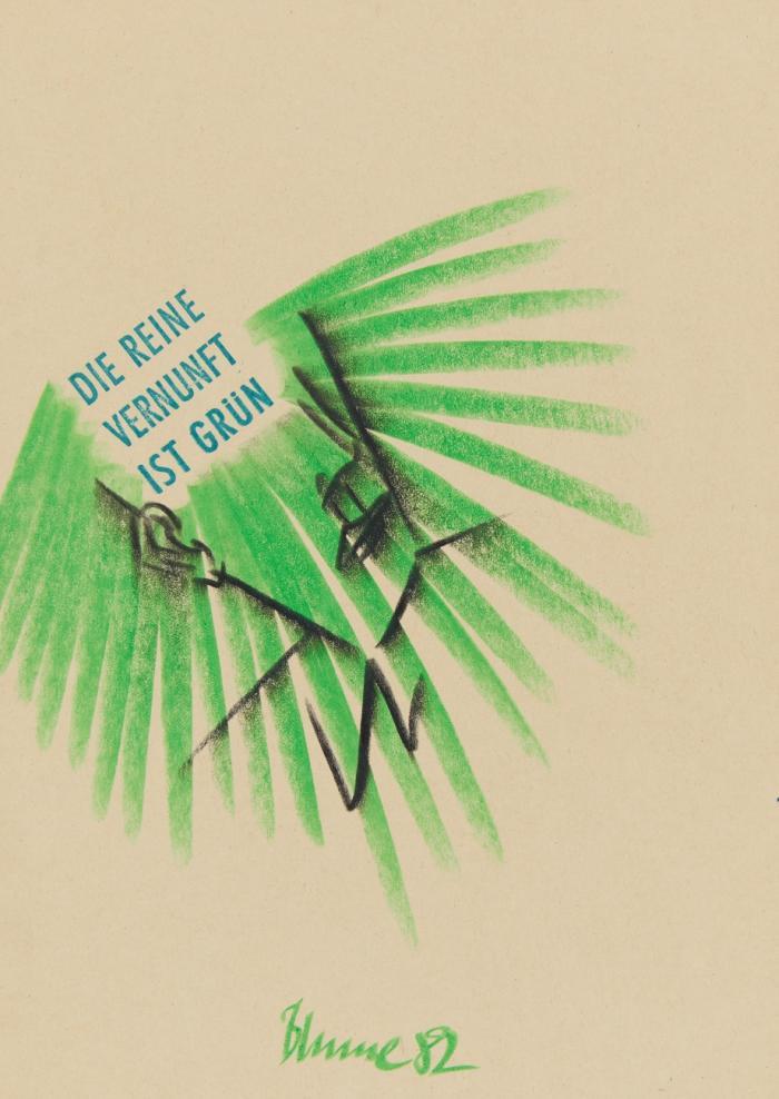 Bernhard Johannes Blume. Die reine Vernunft ist grün. 1982. Farbkreide und Stempel.