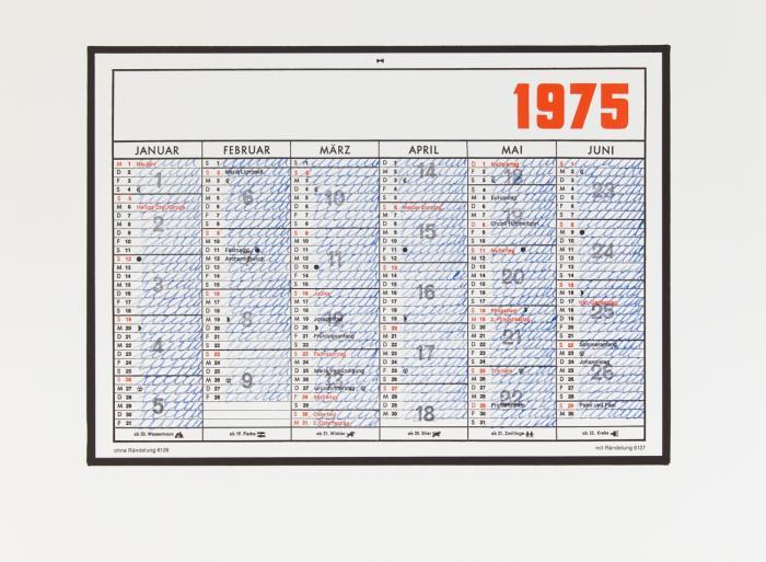 AUGZEICHNUNGEN 25.3.1975 / 3.11.1975 / 23.4.1976 / KALENDERBLATT 1975 / KALENDERBLATT 1975