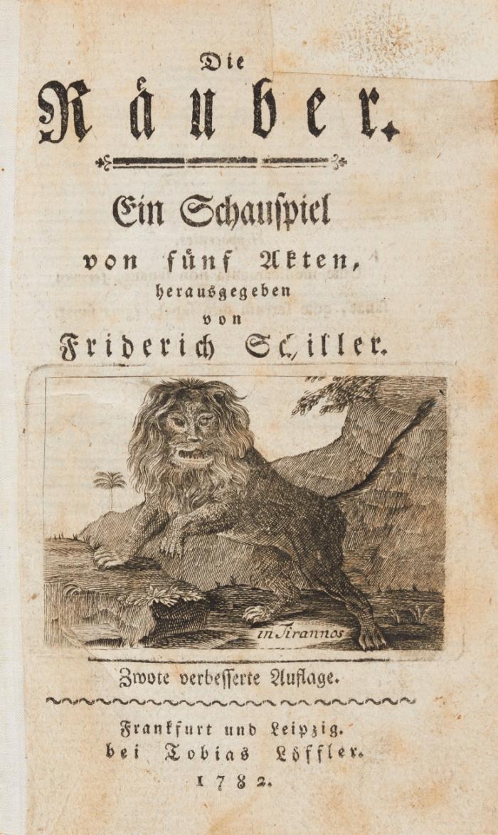 Die Räuber. Ein Schauspiel von fünf Akten. Zwote verbesserte Auflage.