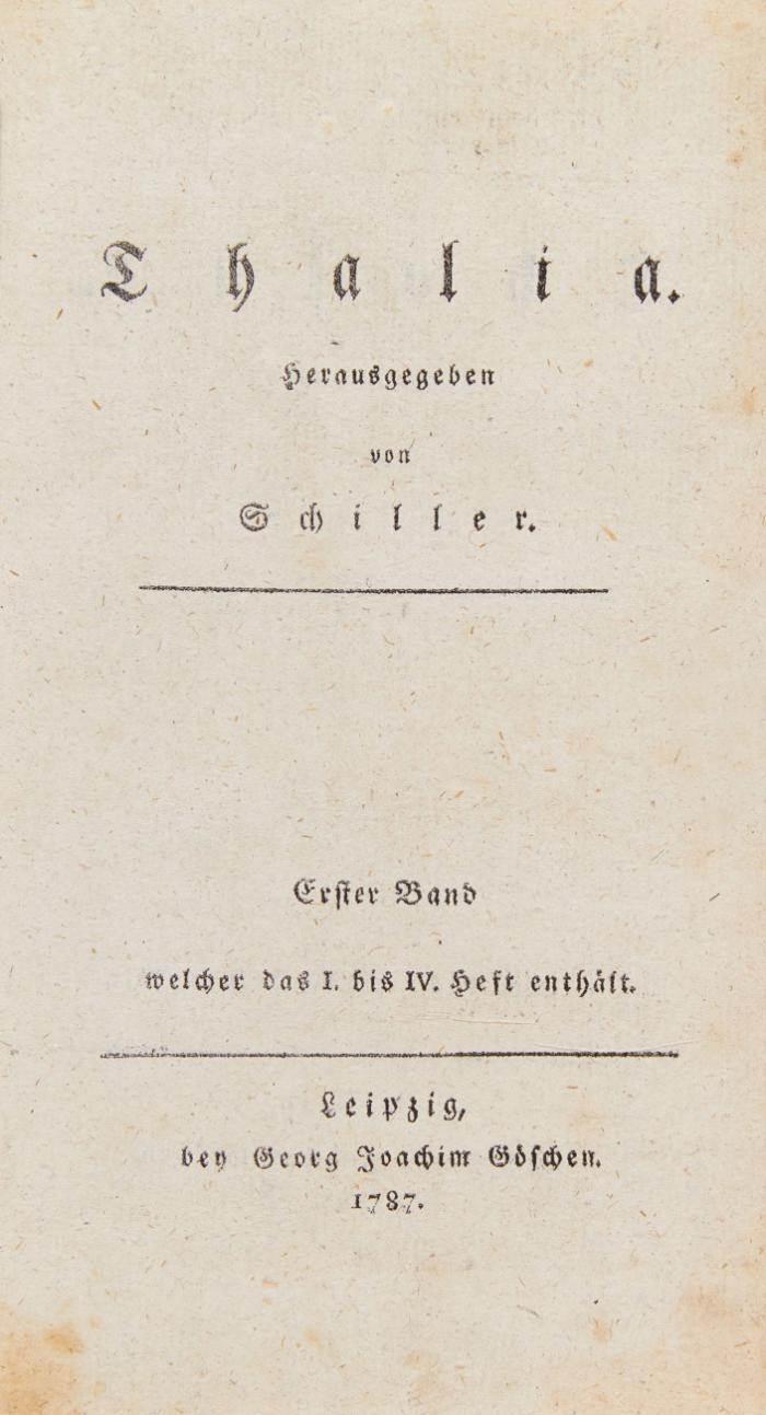 Thalia. Herausgegeben von Schiller. 12 Hefte in 3 Bden.