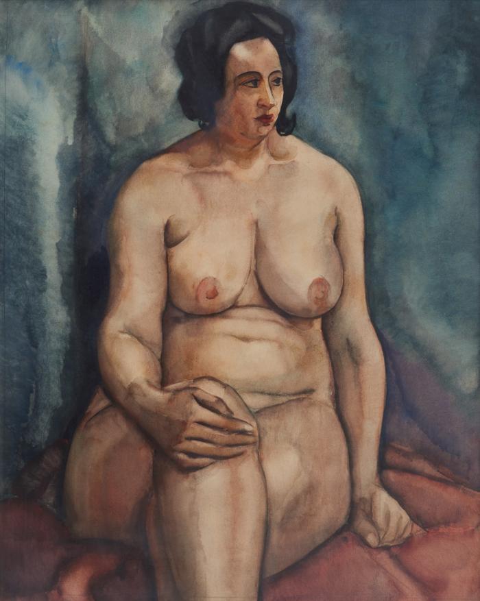 SITZENDER WEIBLICHER AKT