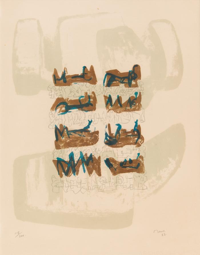 EIGHT RECLINING FIGURES ON ROCK BACKGROUND