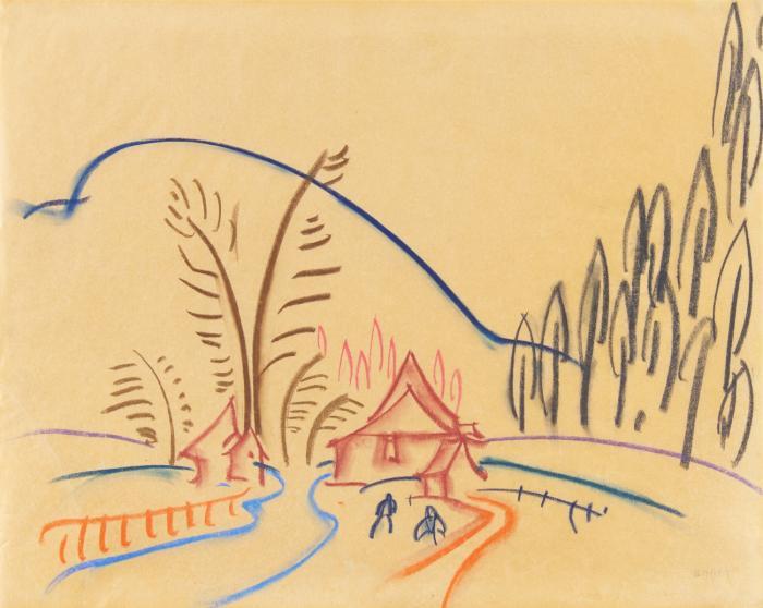 LANDSCHAFT MIT ROTEN HÄUSERN