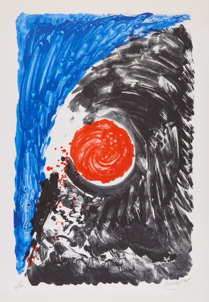 OHNE TITEL (KOMPOSITION IN ROT, BLAU UND SCHWARZ)