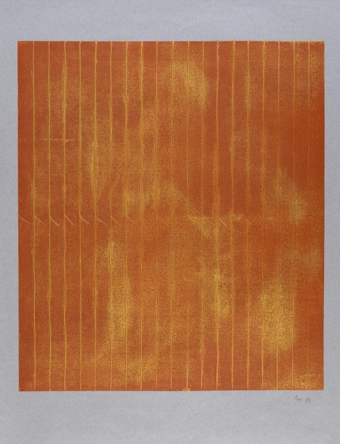 RELIEFBILD IN GOLD-ROSTROT 1986 / RELIEFBILD IN SCHWARZ