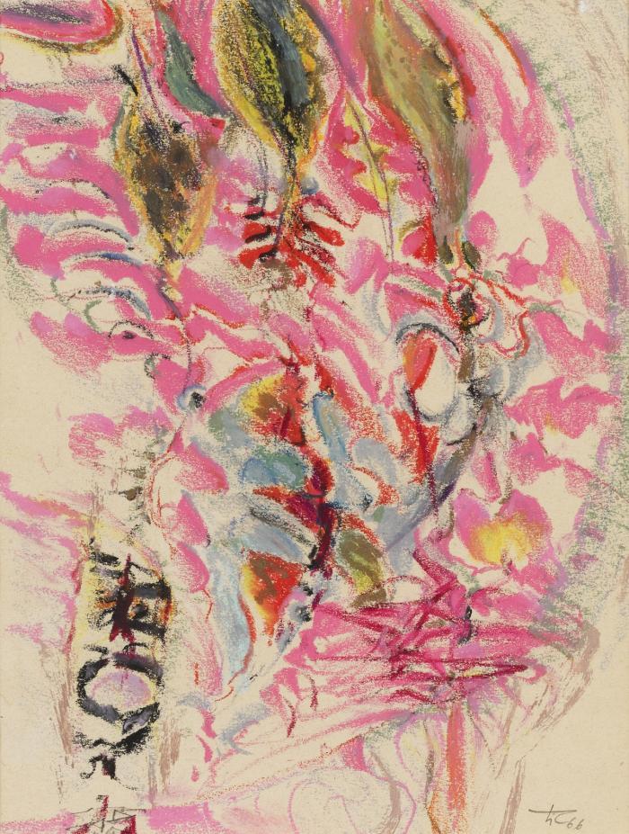 Hann Trier. Ohne Titel. 1966. Farbkreide. Signiert.