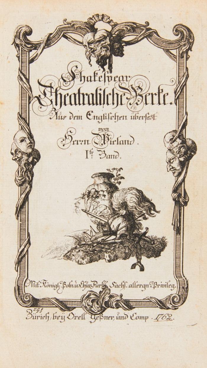 Shakespear Theatralische Werke. Aus dem Englischen übersetzt von Herrn (C. M.) Wieland. 8 Bde.