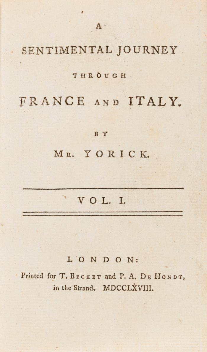 A Sentimental Journey through France and Italy. By Mr. Yorick. 2 Tle. in 2 Bden.