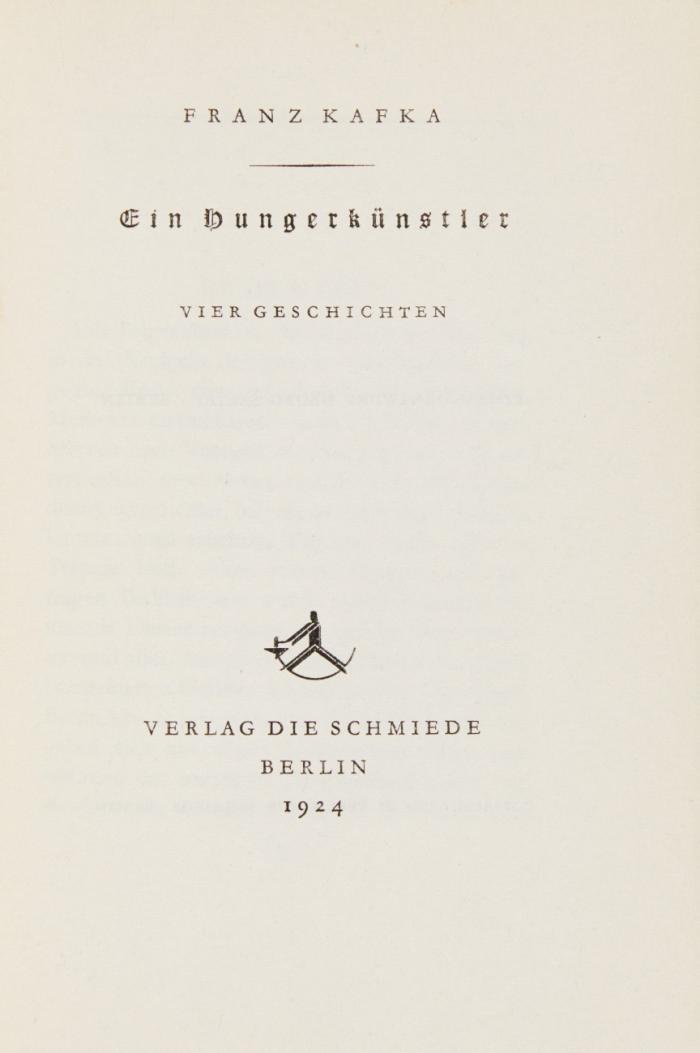 Ein Hungerkünstler. Vier Geschichten.