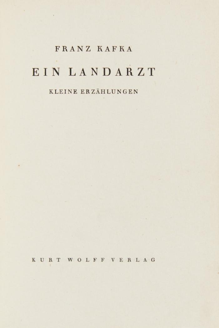 Ein Landarzt. Kleine Erzählungen.