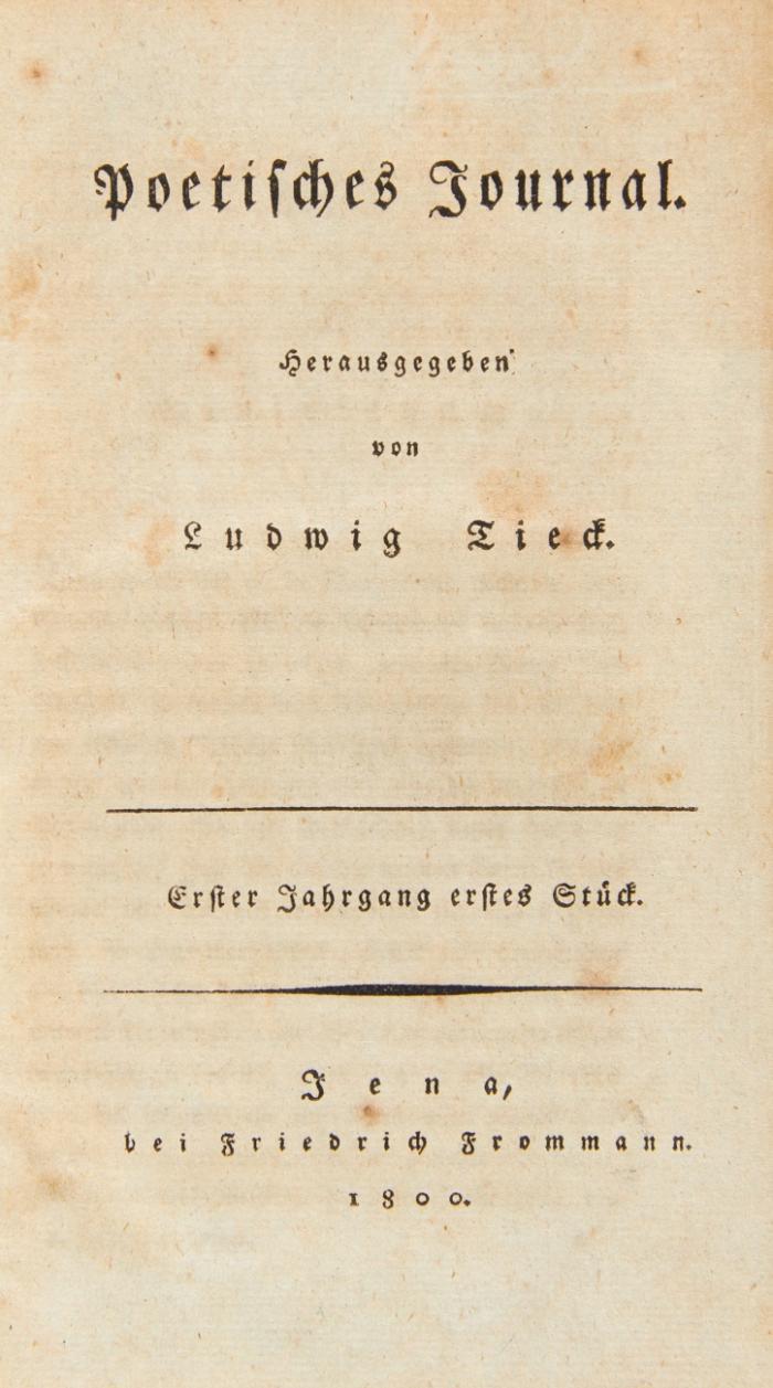 Poetisches Journal. Jahrgang I, erstes und zweites Stück, in 1 Band.
