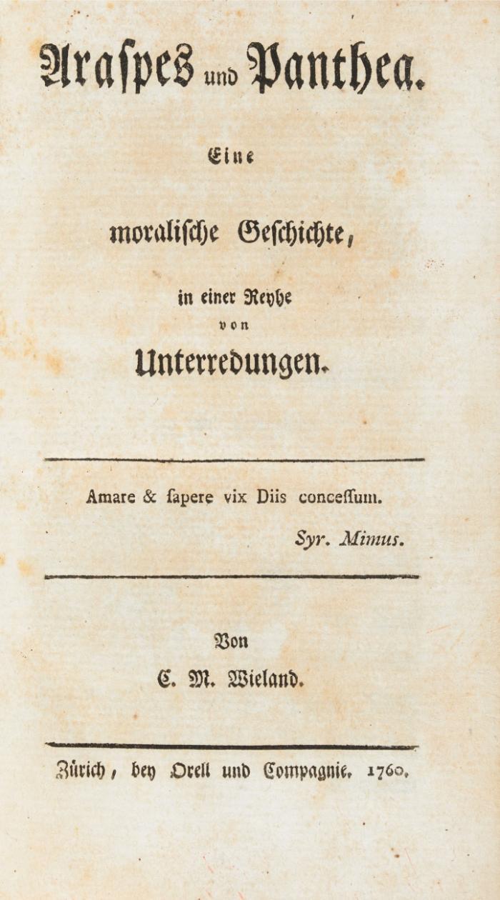 Araspes und Panthea. Eine moralische Geschichte, in einer Reyhe von Unterredungen.
