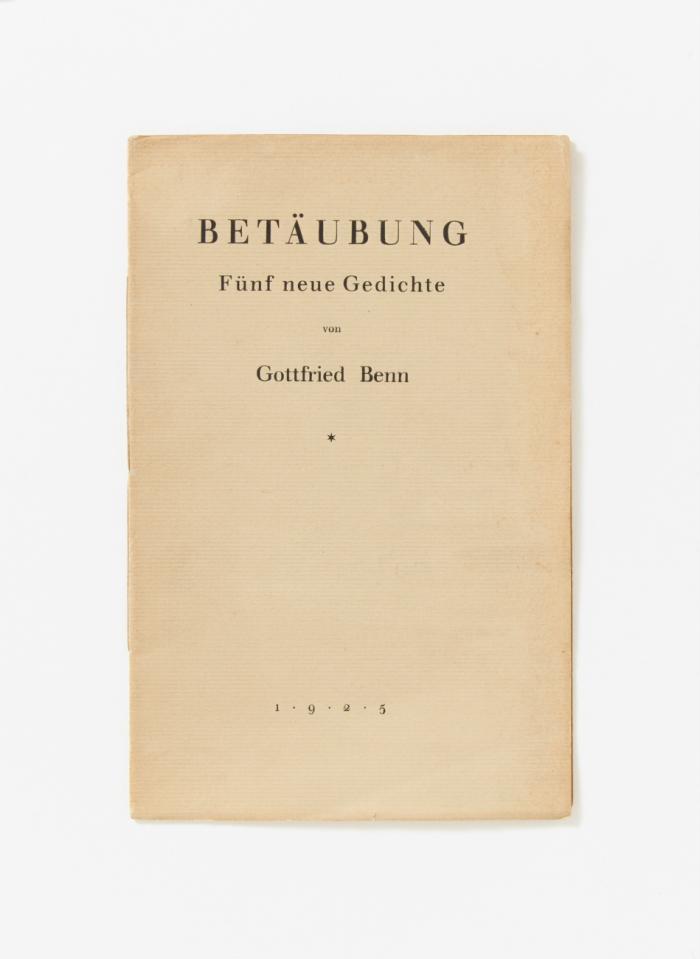 Betäubung. Fünf neue Gedichte.