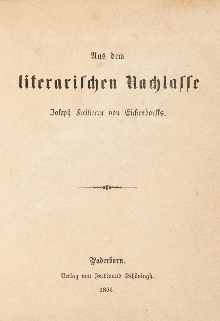 Aus dem literarischen Nachlasse.