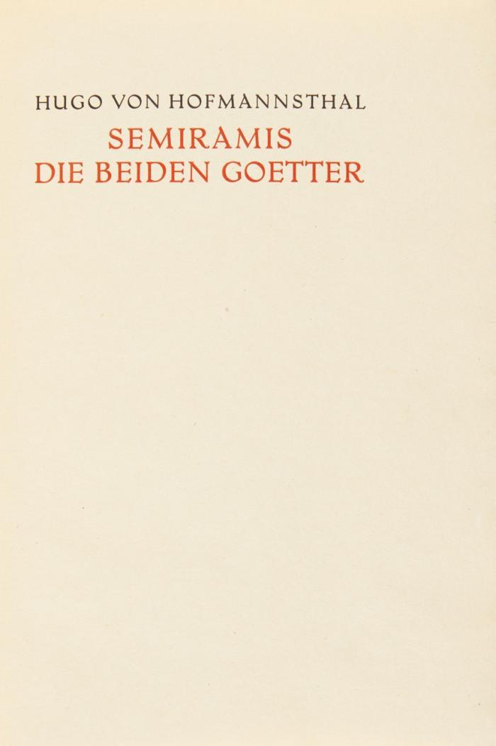 Semiramis. Die beiden Götter.