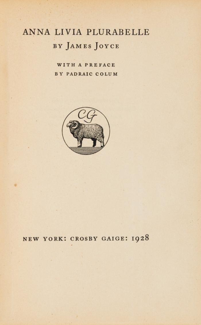 Anna Livia Plurabelle. Mit einem Vorwort von Padraic Colum.