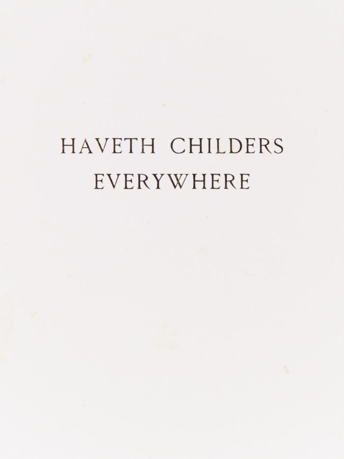 Haveth childers everywhere. Fragment from Work in Progress.