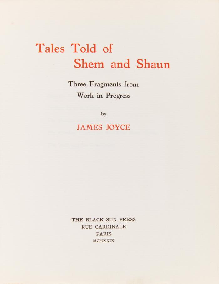 Tales told of Shem and Shaun.