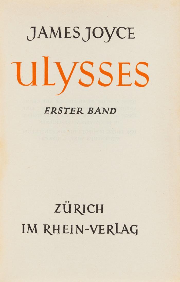 Ulysses. (Vom Verfasser geprüfte definitive deutsche Ausgabe von Georg Goyert). 2 Bde.