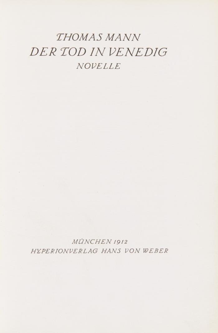 Der Tod in Venedig. Novelle.