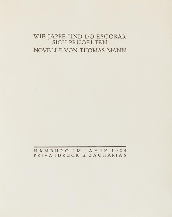 Wie Jappe und Do Escobar sich prügelten. Novelle.