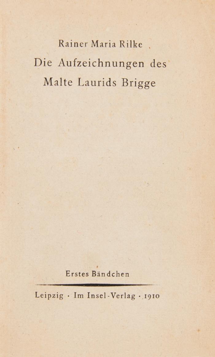 Die Aufzeichnungen des Malte Laurids Brigge. 2 Bde.