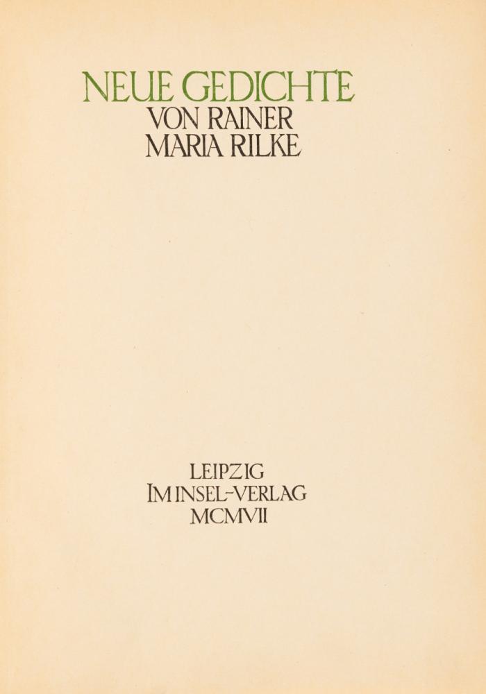 Neue Gedichte / Der neuen Gedichte anderer Teil. 2 Bde.