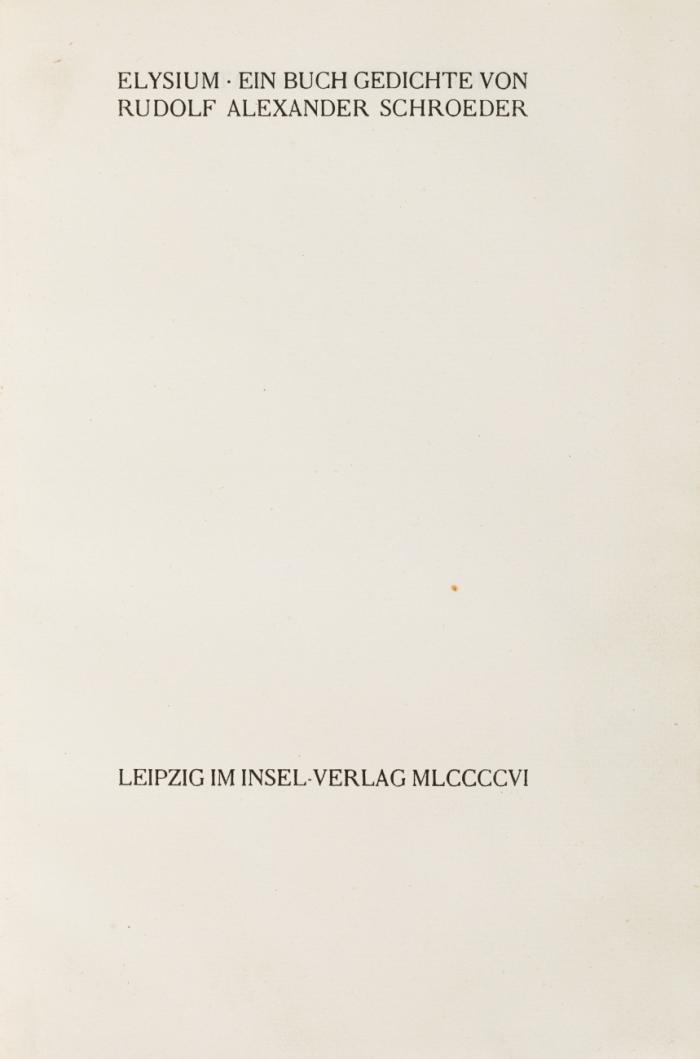Elysium. Ein Buch Gedichte.