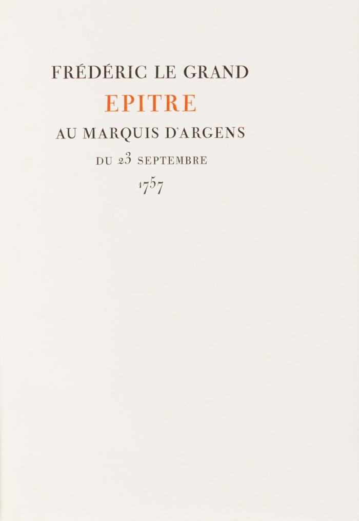 Epitre au Marquis d'Argens du 23 Septembre 1757. Dazu Epistel an Marquis d'Argens. Deutsche Nachdichtung von Eberhard König.