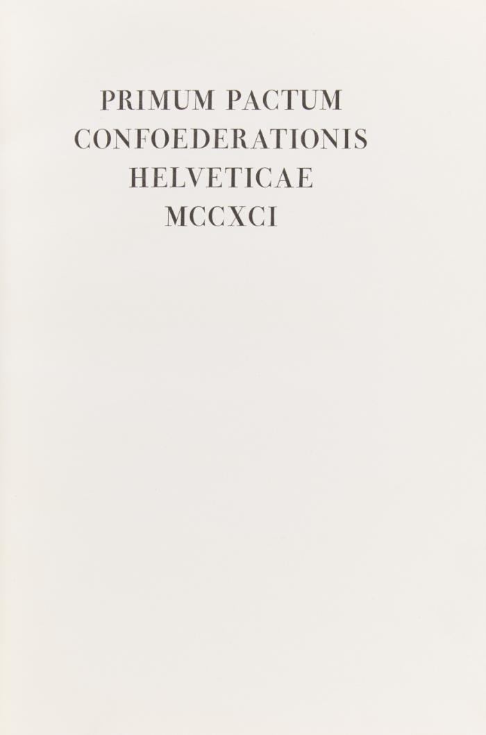 Primum pactum confoederationis Helvetiae MCCXCI.