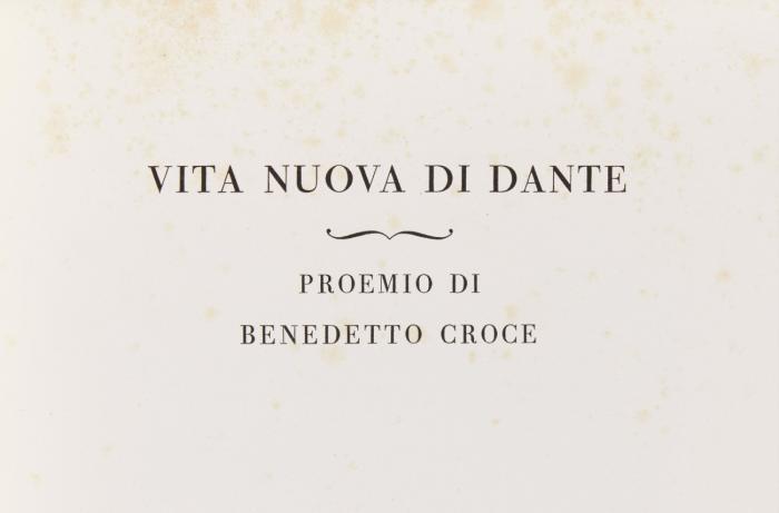 Vita nuova. Proemio di Benedetto Croce.