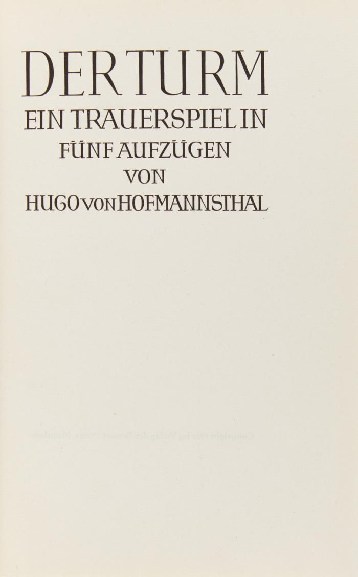 Der Turm. Ein Trauerspiel in fünf Aufzügen.