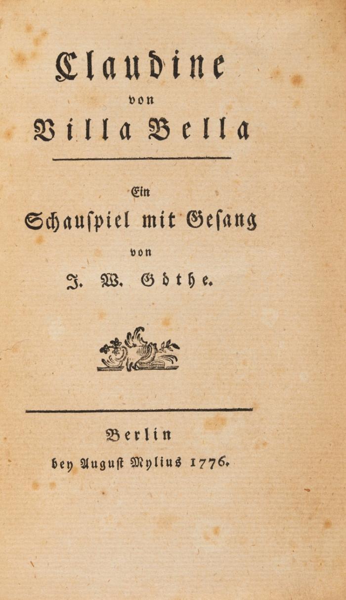 Claudine von Villa Bella. Ein Schauspiel mit Gesang.