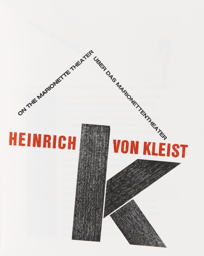 On the Marionette Theater of Heinrich von Kleist.