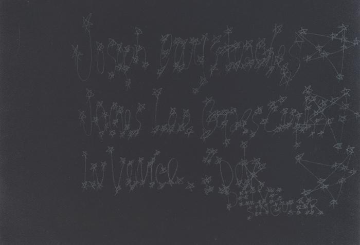 Frammenti Veneziani. 10 Serigraphien in Grau auf schwerem, genarbten schwarzen Velin,  von J. Beuys (5) und J. L. Byars (5).