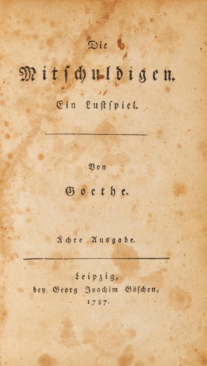 Die Mitschuldigen. Ein Lustspiel. Ächte Ausgabe.