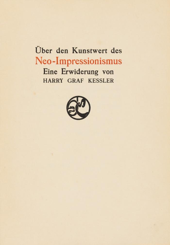 Über den Kunstwert des Neo-Impressionismus. Eine Erwiderung.
