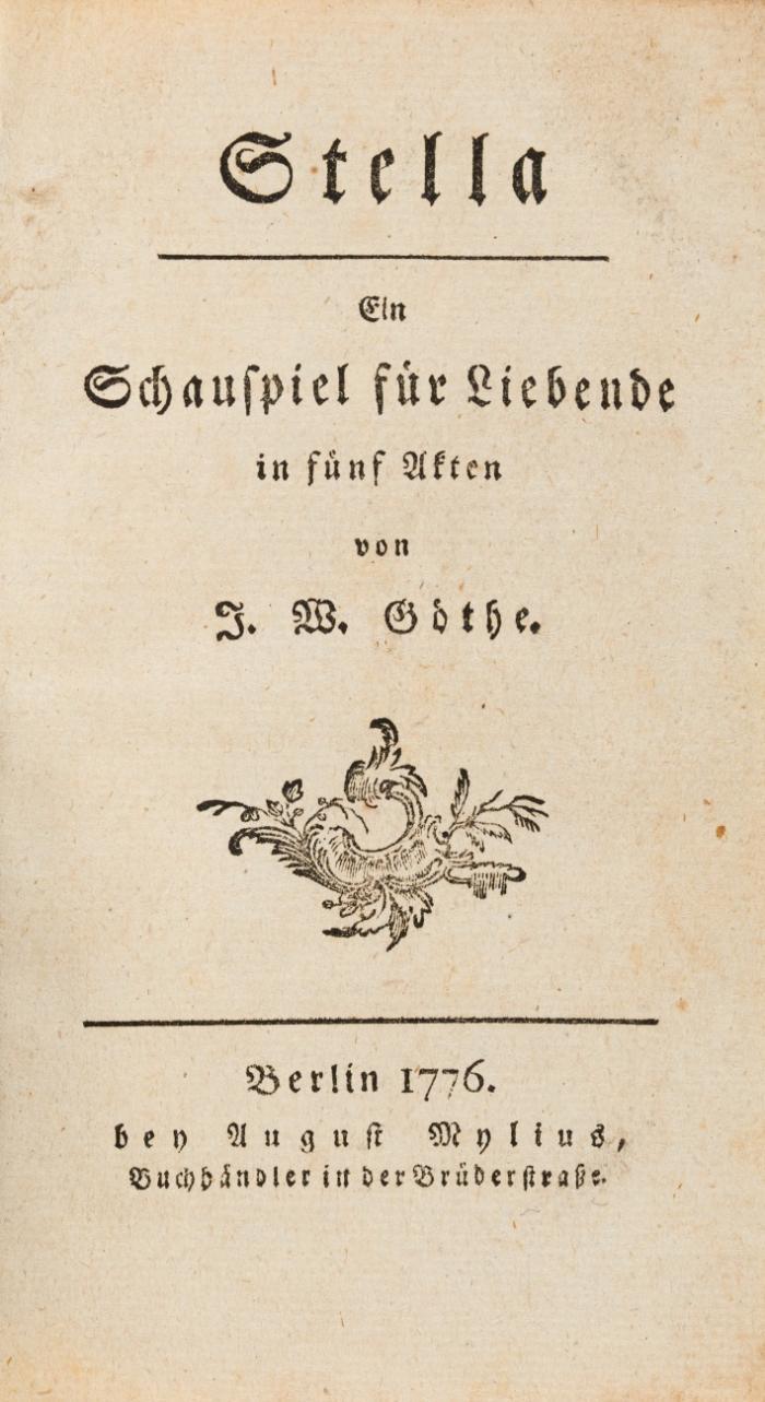 Stella. Ein Schauspiel für Liebende in fünf Akten.