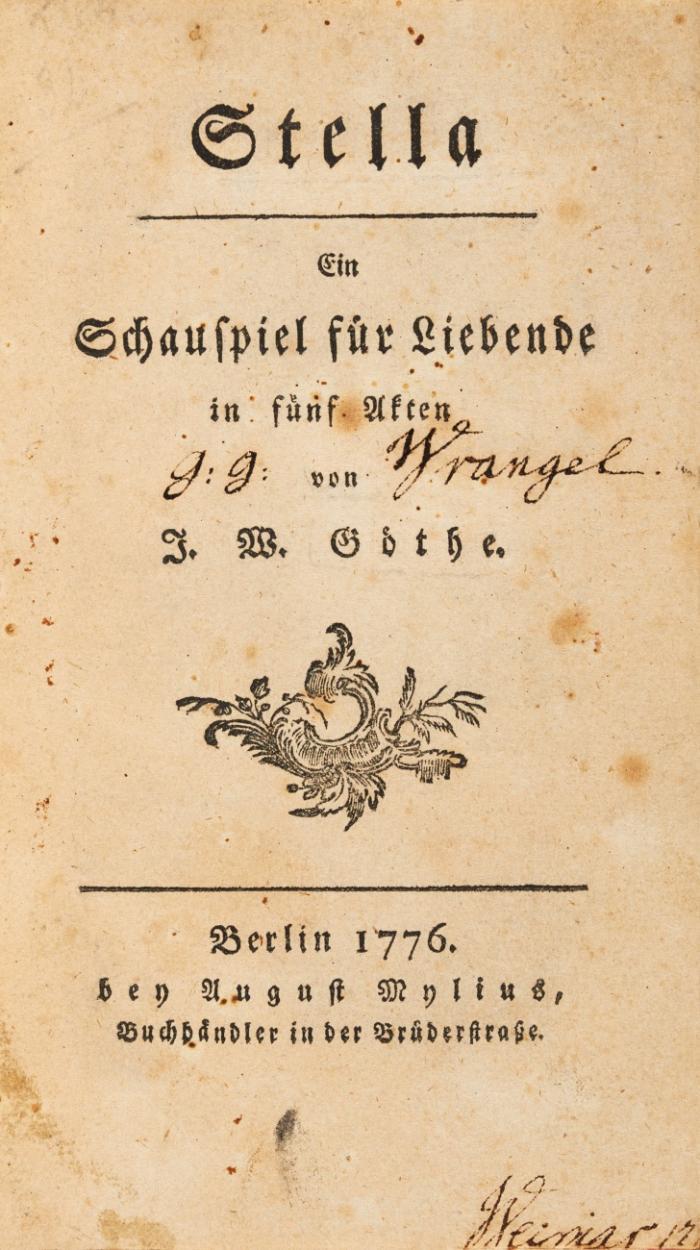 Stella. Ein Schauspiel für Liebende in fünf Akten.