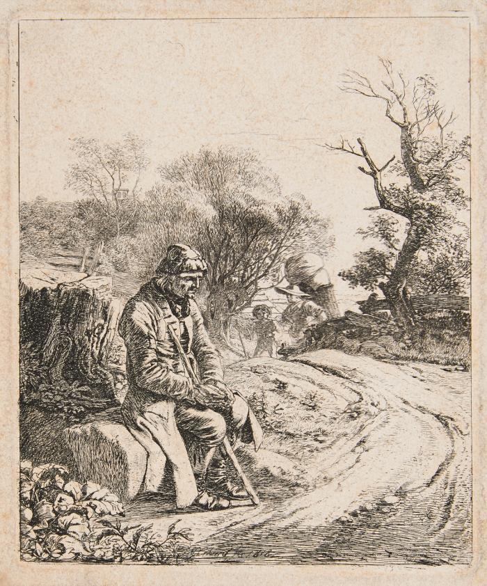 Der Almosen gebende Fuhrmann. 1814. / Der am Weg sitzende Greis. 1818. / Das Pferd neben den zwei Fuhrleuten. 1817.