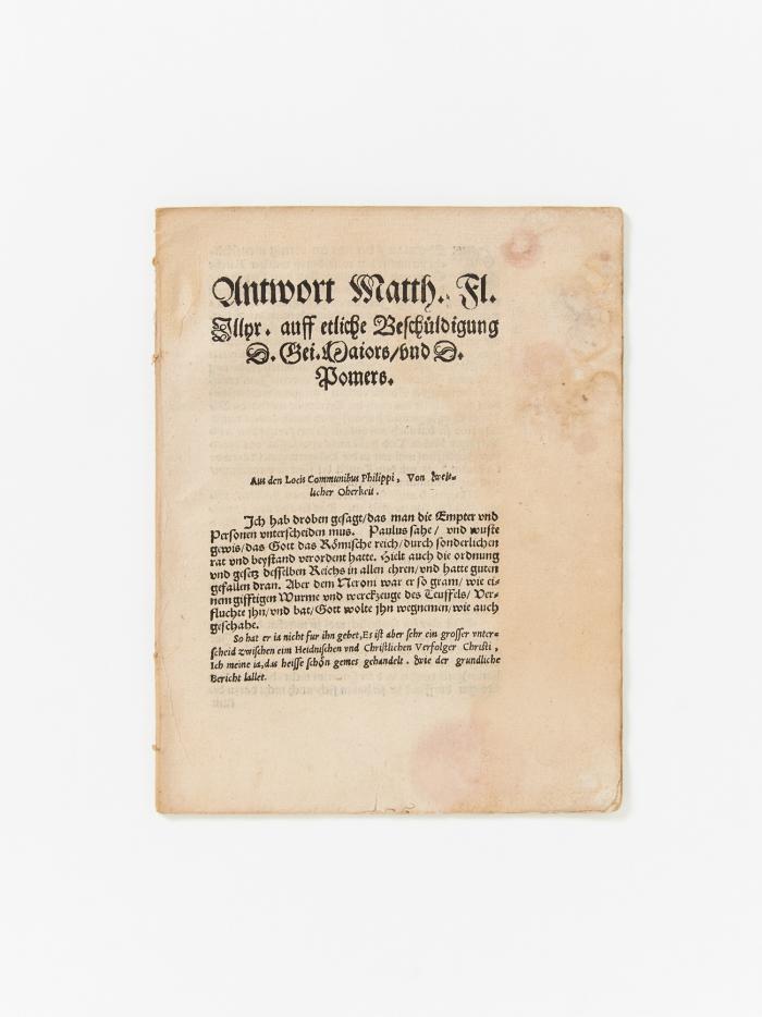 Antwort Matth. Fl. Jllyr. auff etliche Beschüldigung D. Gei. Maiors vnd D. Pomers.