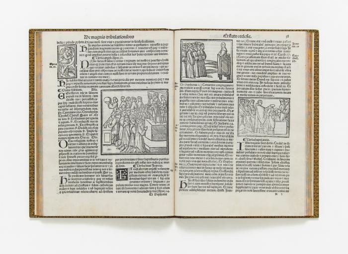 Expositio magni prophete Ioachim: in libru(m) beati Cirilli de magnis tribulationib(us) (et) statu sancte m(at)ris ecclesie ... vna cu(m) co(m)pilatione ex diuersis p(ro)phet(is) noui et veter(is) testame(n)ti Teolosphori de Cusentia ... Item explanatio figurata (et) pulchra in Apochalypsi(m) de residuo statu ecclesie ... Item tractatus de antichristo magistri Ioa(n)nis Parisiensis ... Item tractatus de septem stati(bus) ecclesie ... Ubertini de Casali.